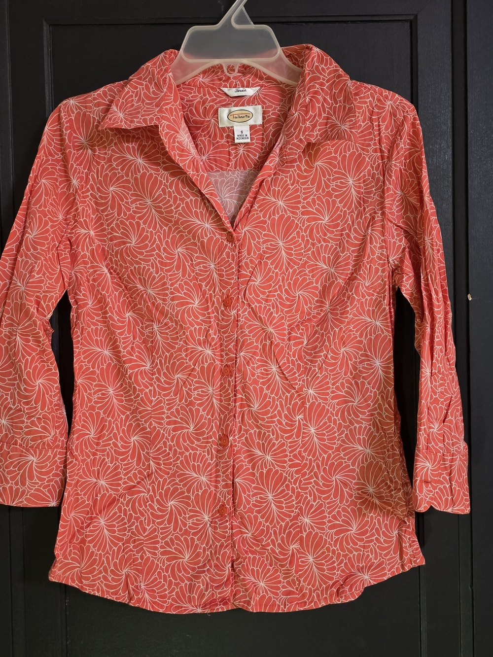 Talbots Coral Floral Button-Up Shirt